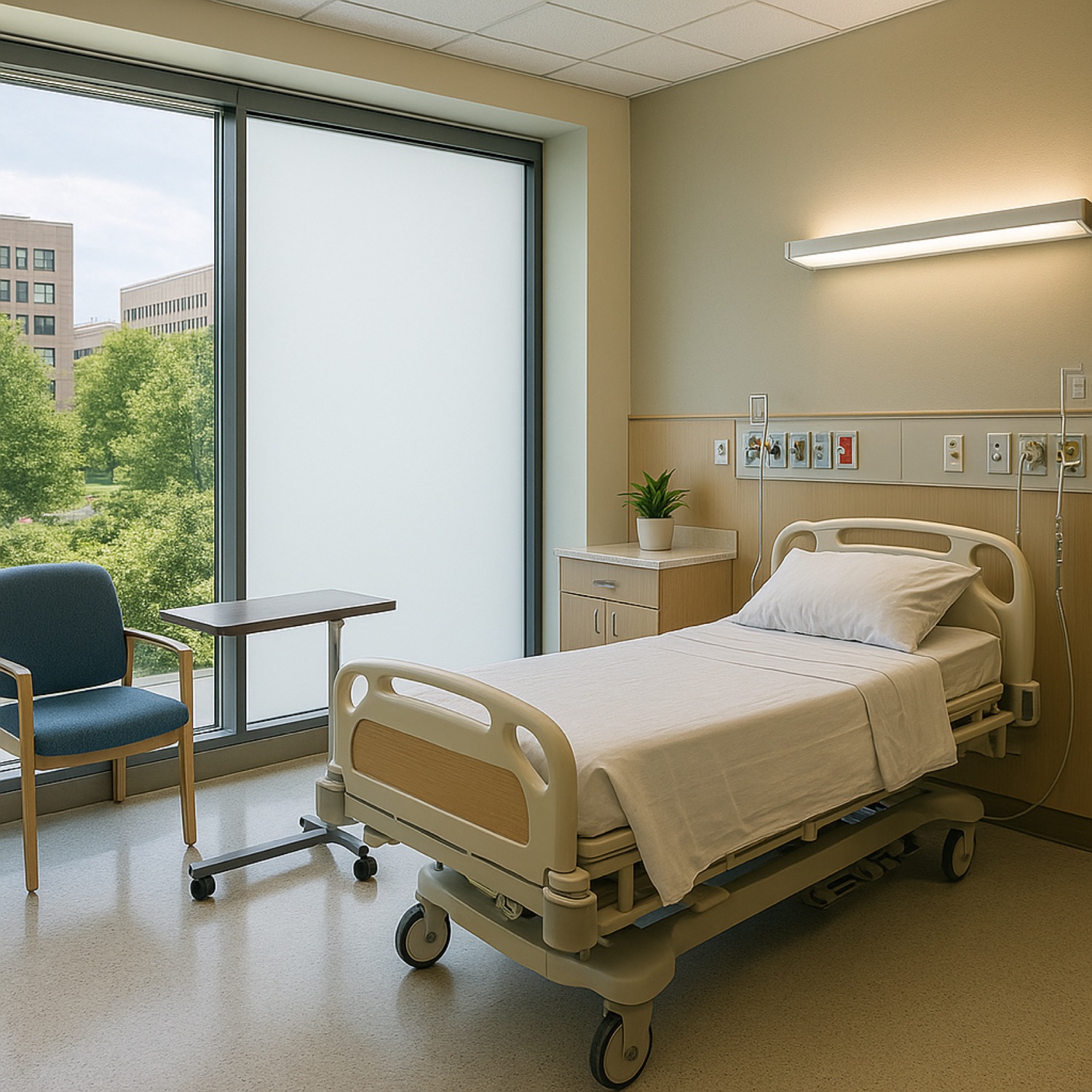 Healthcare and wellness centre with adaptive glass