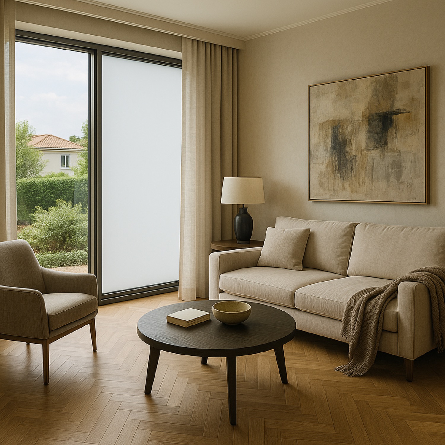 Luxury residential space with adaptive glass